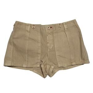 FREE PEOPLE Sz 10 All Yours Micro Mini Shorts Khaki Neutral Brown Utility Cargo